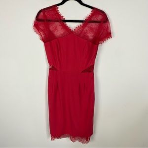 BCBG Max Azria Red Lace Bodycon Mini Dress Cocktail Party Holiday